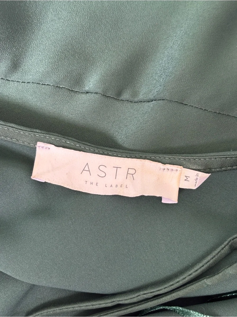 ASTR The Label Green Satin Slip Dress Cowl Neck Side Slit Maxi Formal Medium